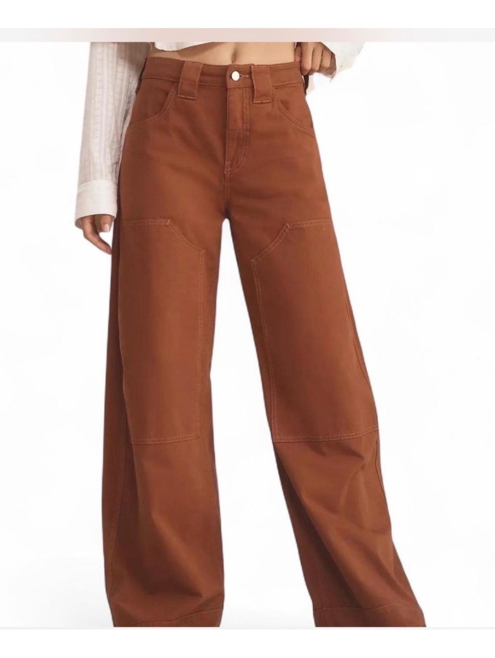 Pilcro High-Waisted Wide Leg Pants in Rust Brown Size 27